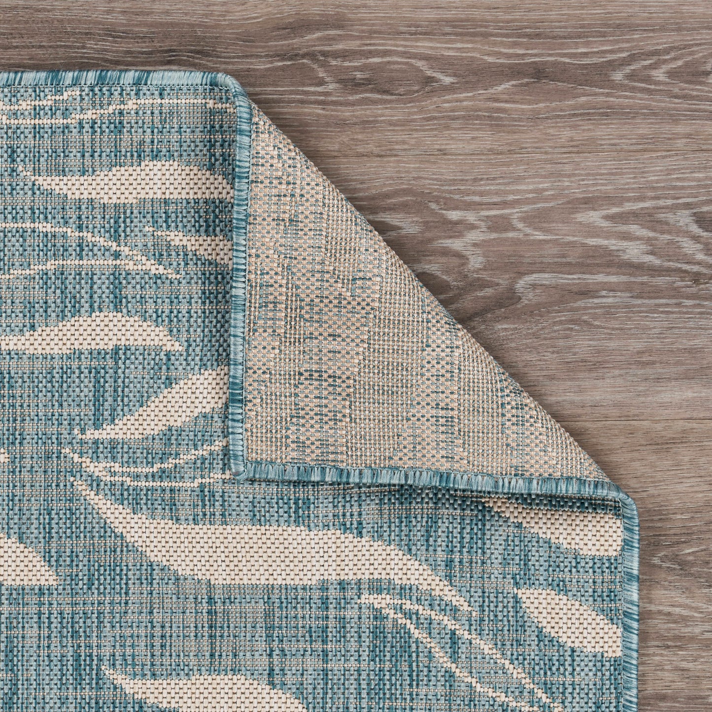 Seaside-81879 Nautical Power-Loomed Aqua/White Polypropylene Indoor/Outdoor Area Rug - LR Home