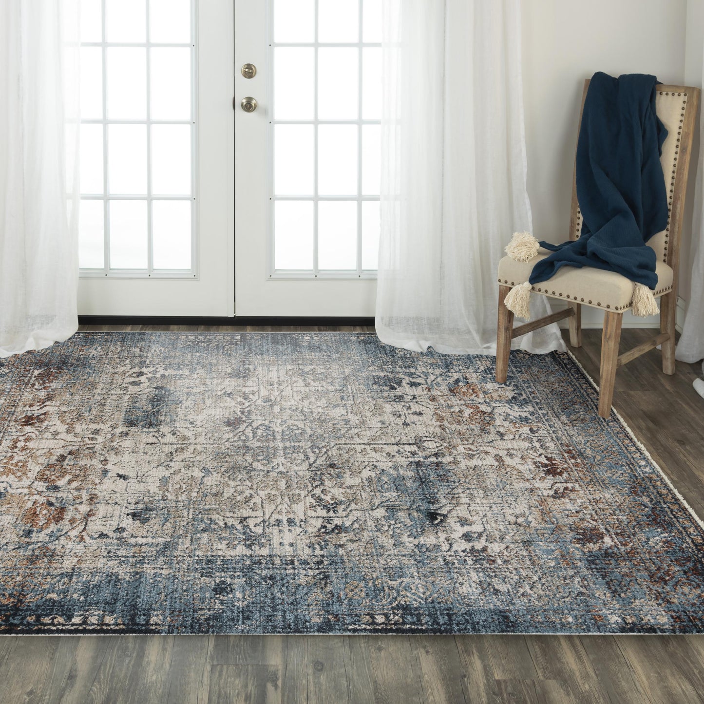 Stratford SFD765 Blue Machine-Made Rug - Rizzy