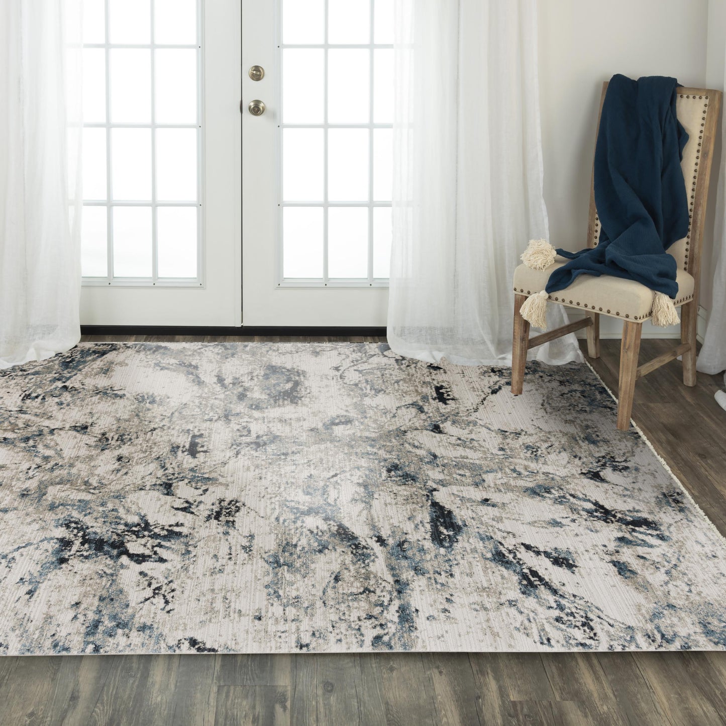 Stratford SFD766 Blue Machine-Made Rug - Rizzy