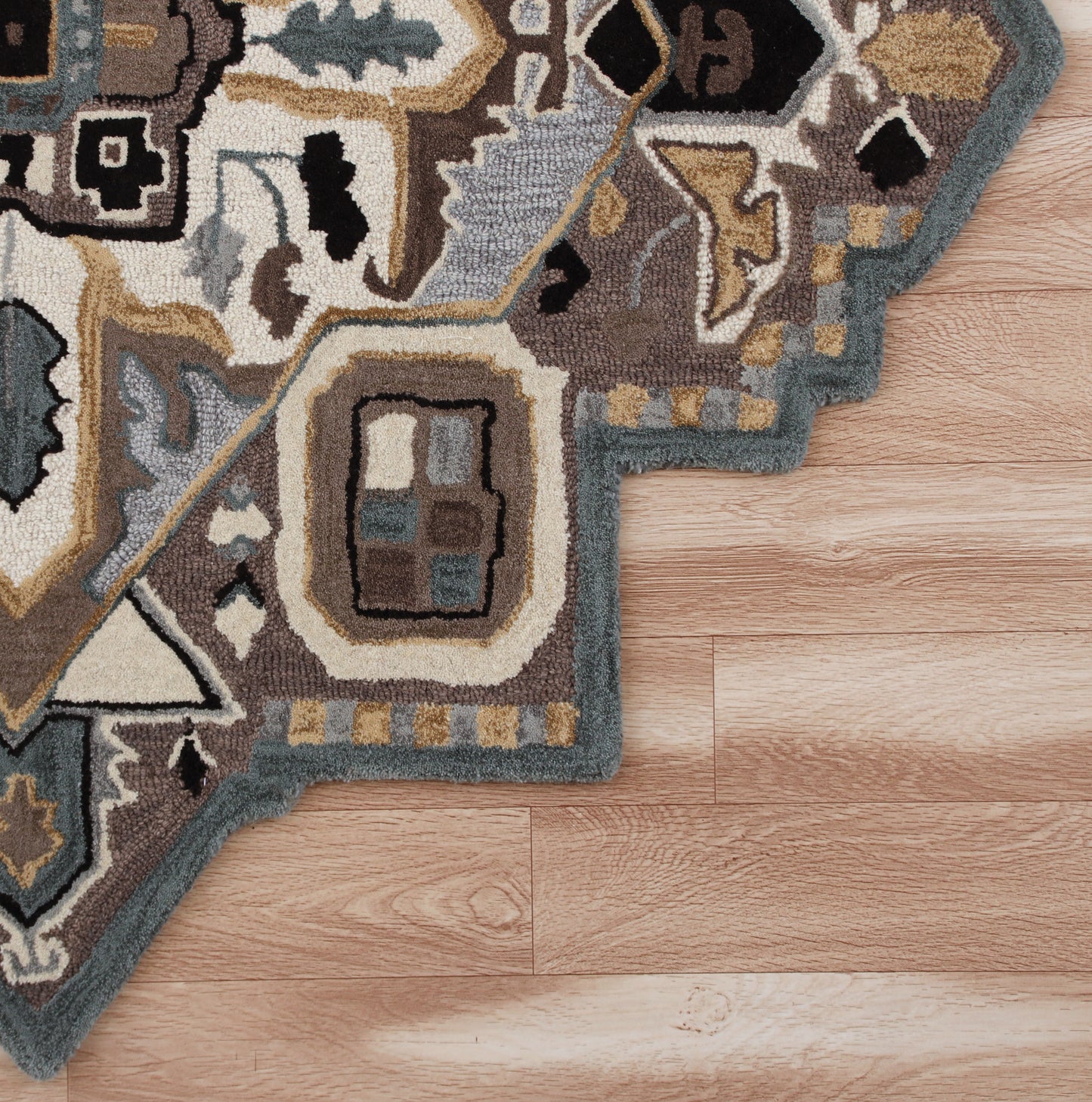 Shapes-50922 Traditional Hand-Tufted Black/Mocha Cotton Indoor Area Rug - LR Home