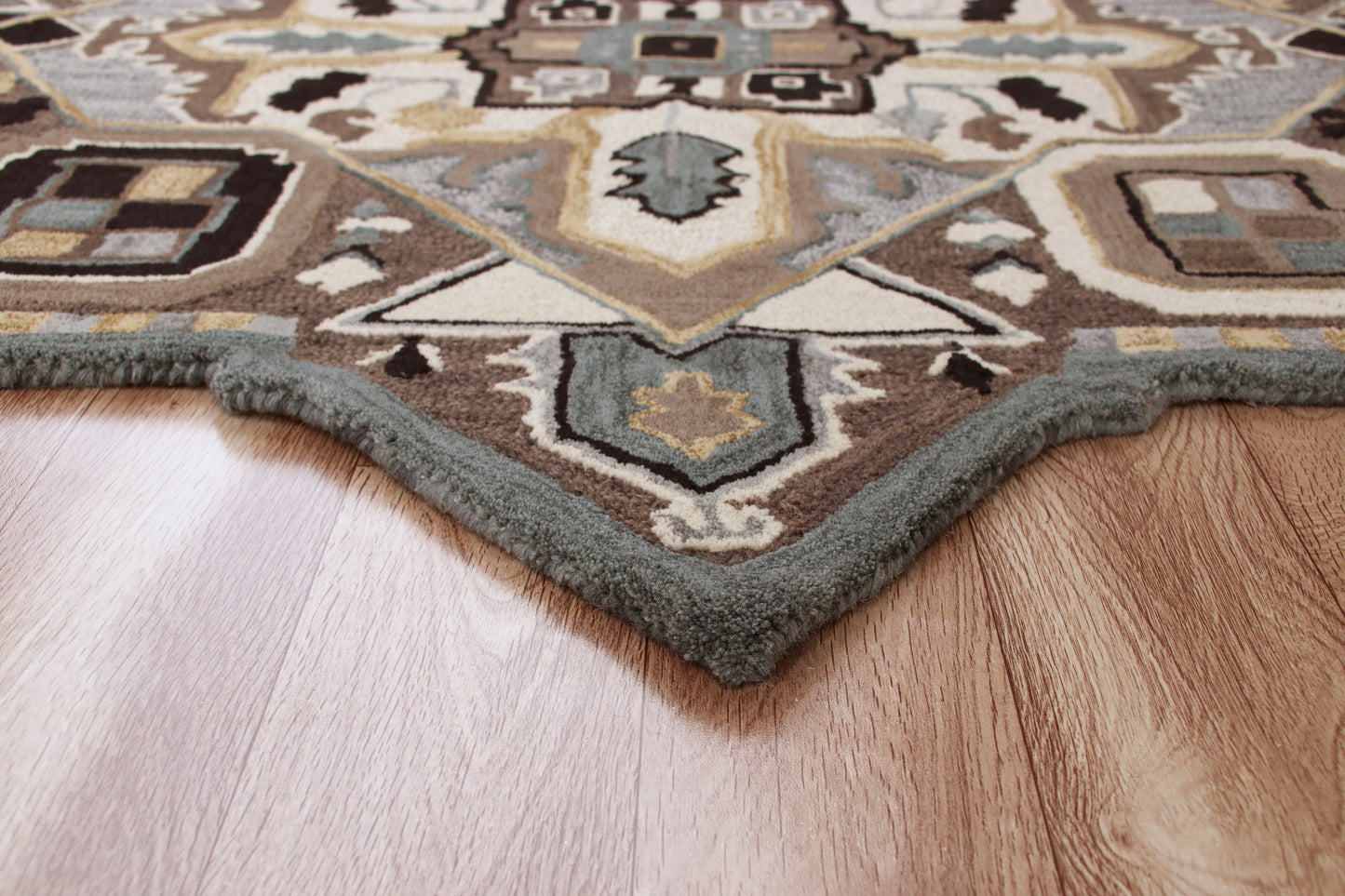SHAPE-50922 Cabin/Lodge Hand-Tufted Black/Mocha Wool Indoor Area Rugs - LR Home
