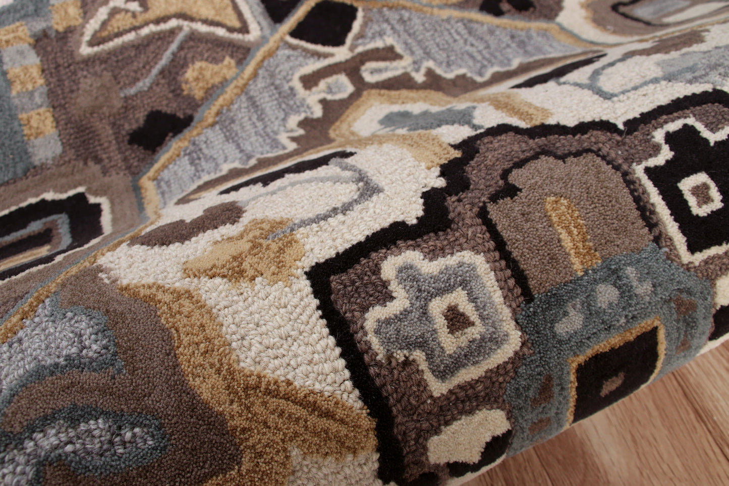 SHAPE-50922 Cabin/Lodge Hand-Tufted Black/Mocha Wool Indoor Area Rugs - LR Home