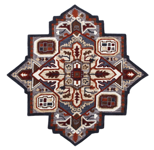 Southwestern Fall Cabin Medallion Shape Rug - Silo view
