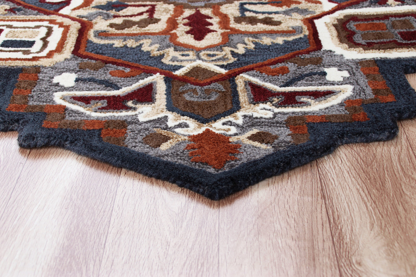 Shapes-50923 Traditional Hand-Tufted Gold/Blue Cotton Indoor Area Rug - LR Home
