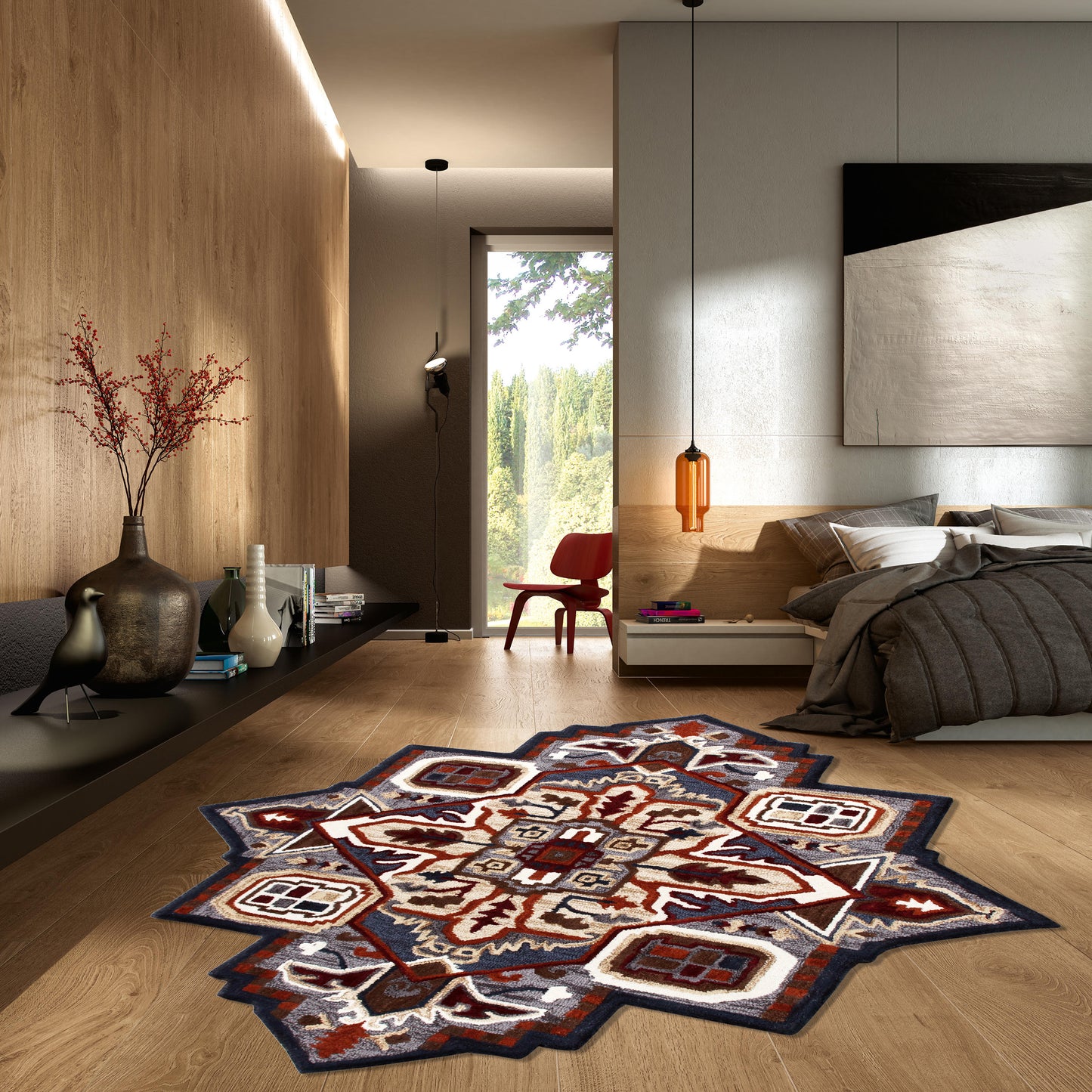 Shapes-50923 Traditional Hand-Tufted Gold/Blue Cotton Indoor Area Rug - LR Home