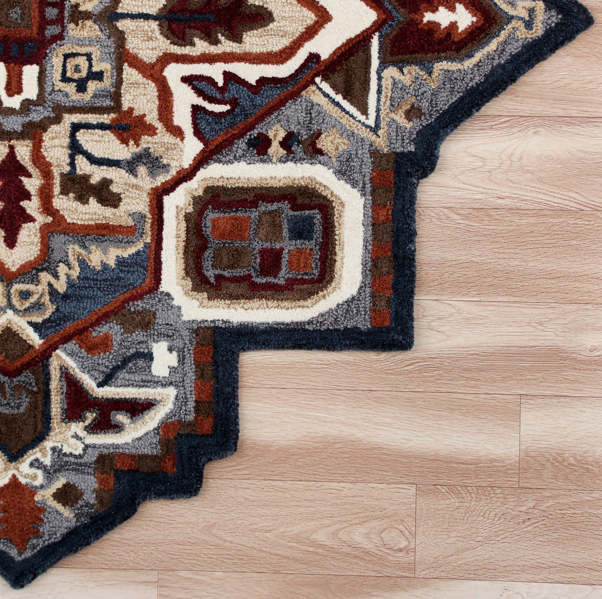 Southwestern Fall Cabin Medallion Shape Rug - close-up detail