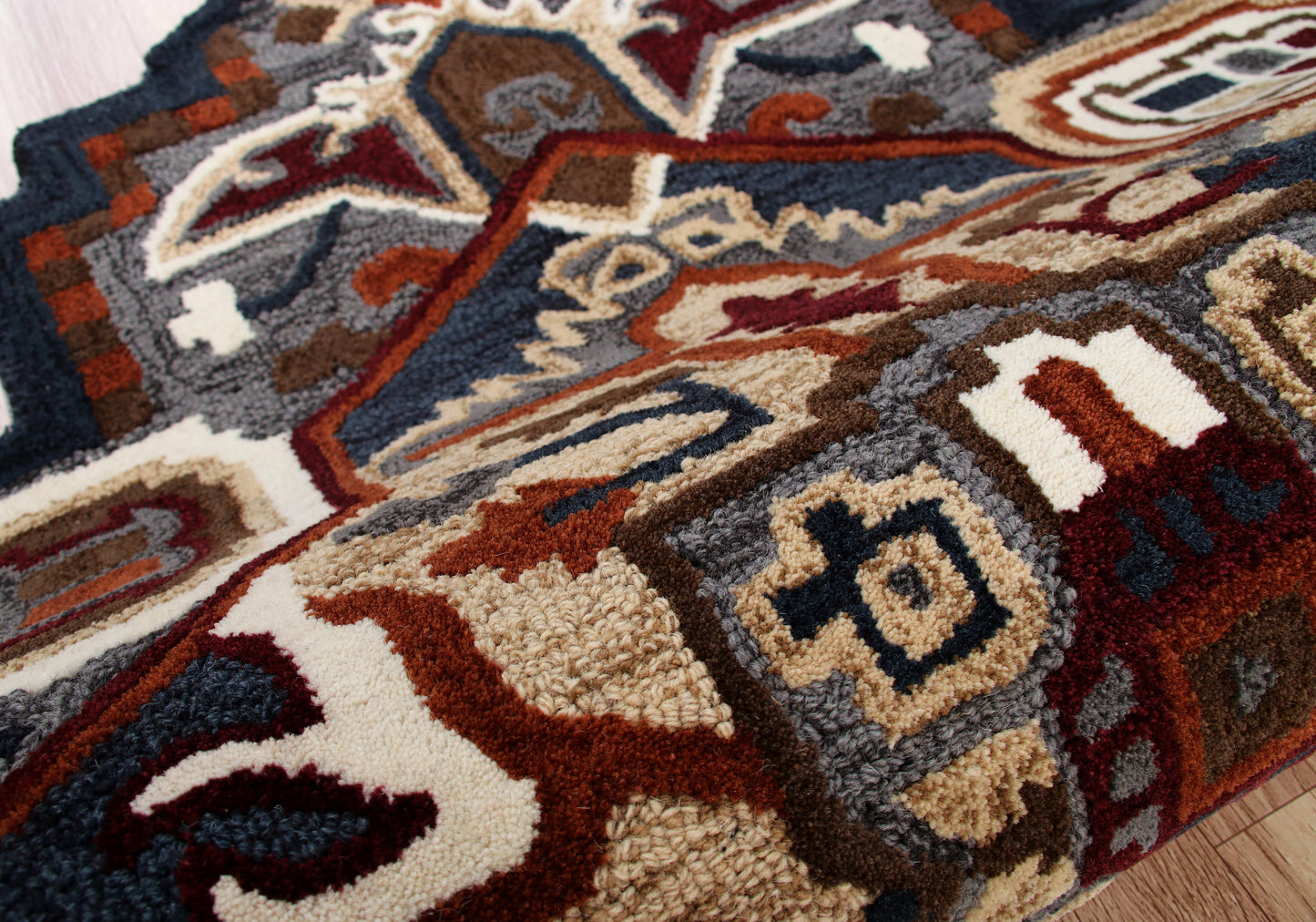SHAPE-50922 Cabin/Lodge Hand-Tufted Gold/Blue Wool Indoor Area Rugs - LR Home