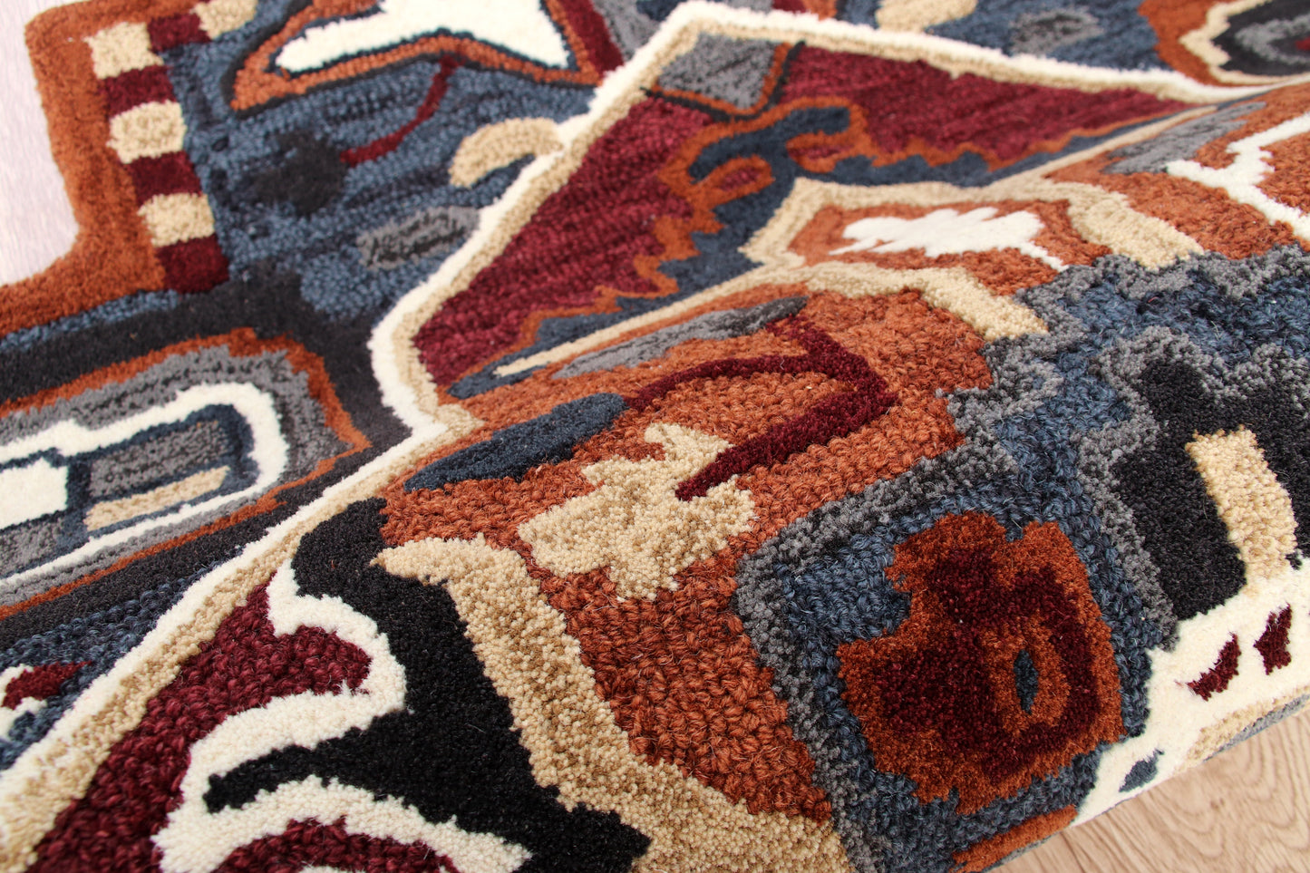 Shapes-50924 Traditional Hand-Tufted Rust/Navy Cotton Indoor Area Rug - LR Home