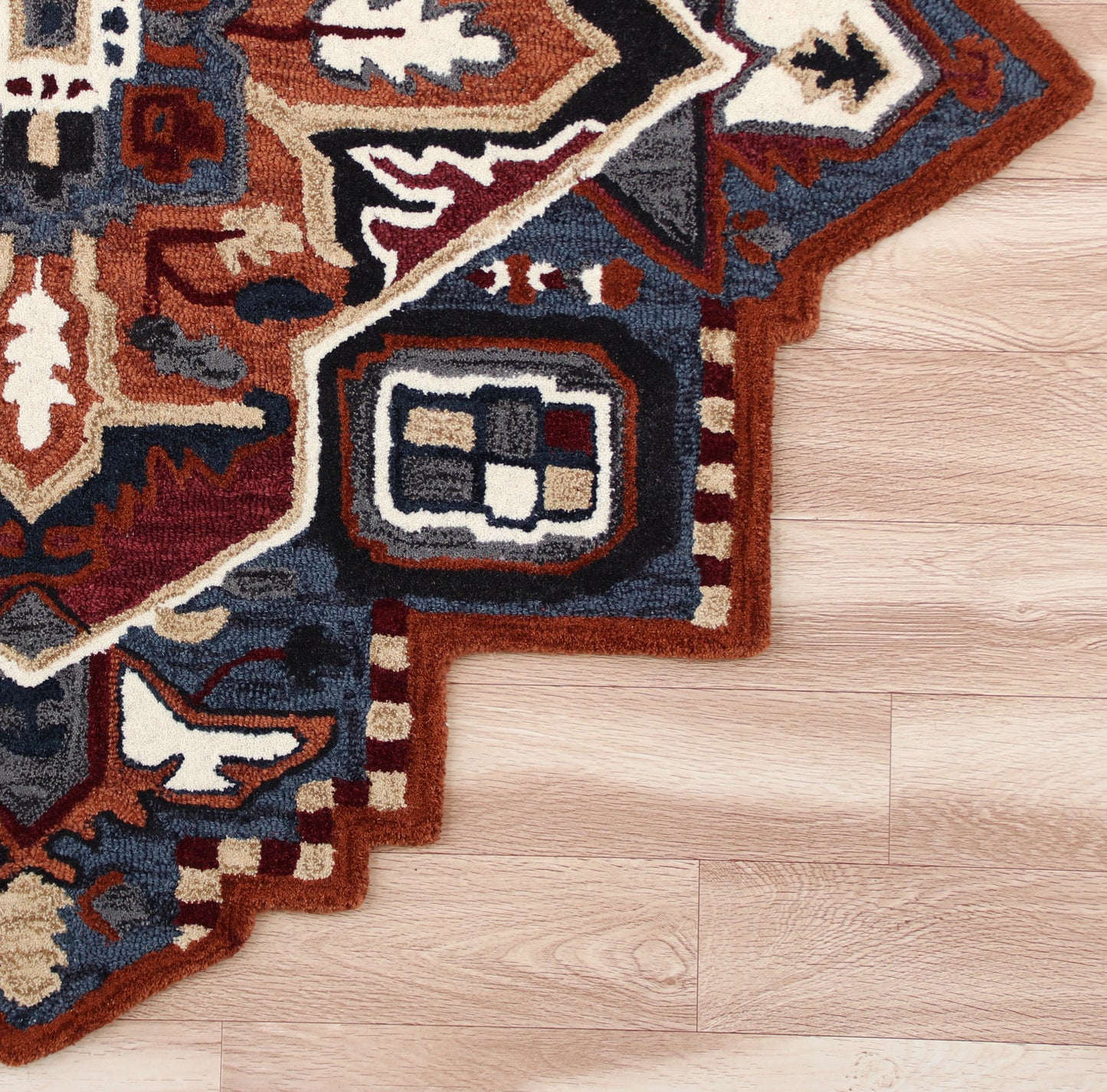 Shapes-50924 Traditional Hand-Tufted Rust/Navy Cotton Indoor Area Rug - LR Home