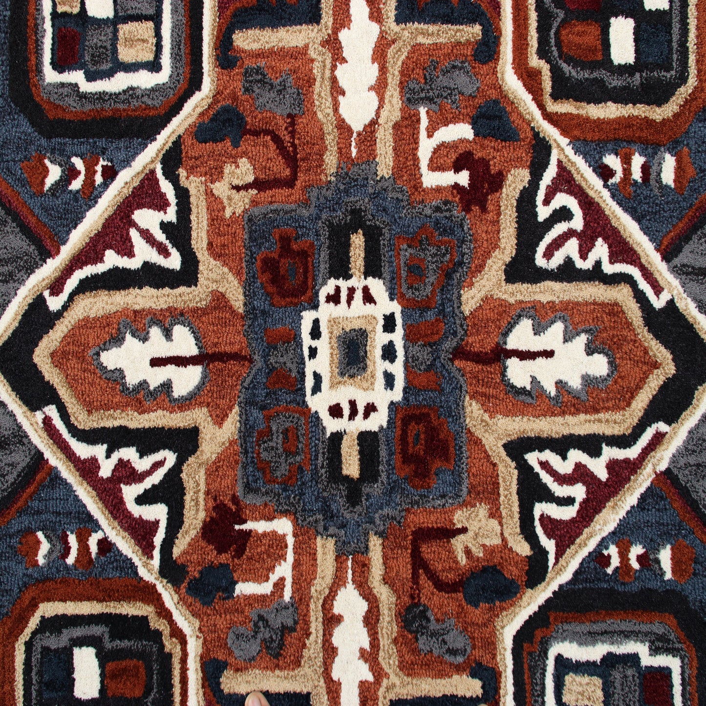 Shapes-50924 Traditional Hand-Tufted Rust/Navy Cotton Indoor Area Rug - LR Home