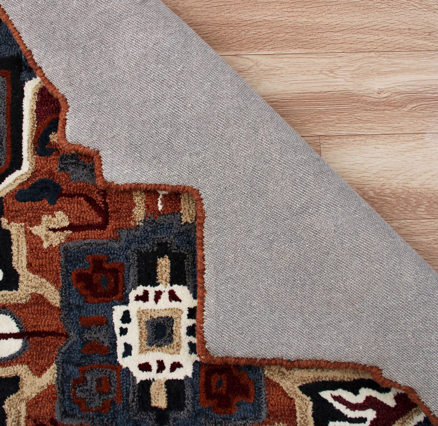 SHAPE-50922 Cabin/Lodge Hand-Tufted Rust/Navy Wool Indoor Area Rugs - LR Home