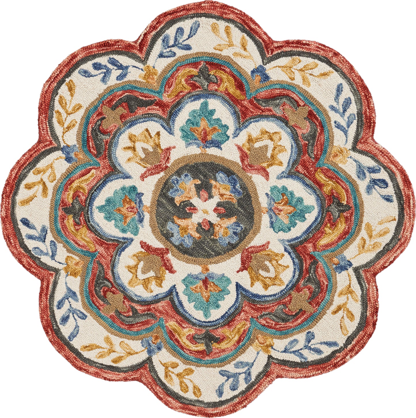 Sinuous-54108 Casual Hand-Tufted Red/Multi Cotton Indoor Area Rug - LR Home