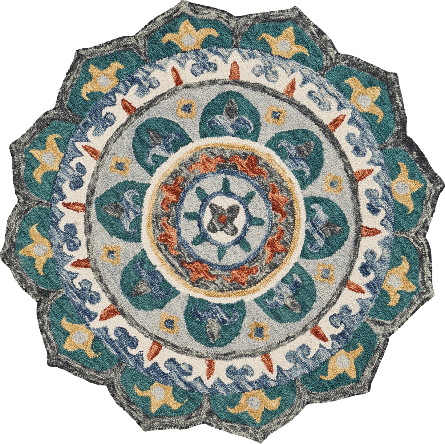 Sinuous-54109 Casual Hand-Tufted Green/Multi Cotton Indoor Area Rug - LR Home