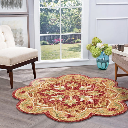 Sinuous-54110 Casual Hand-Tufted Red/Multi Cotton Indoor Area Rug - LR Home