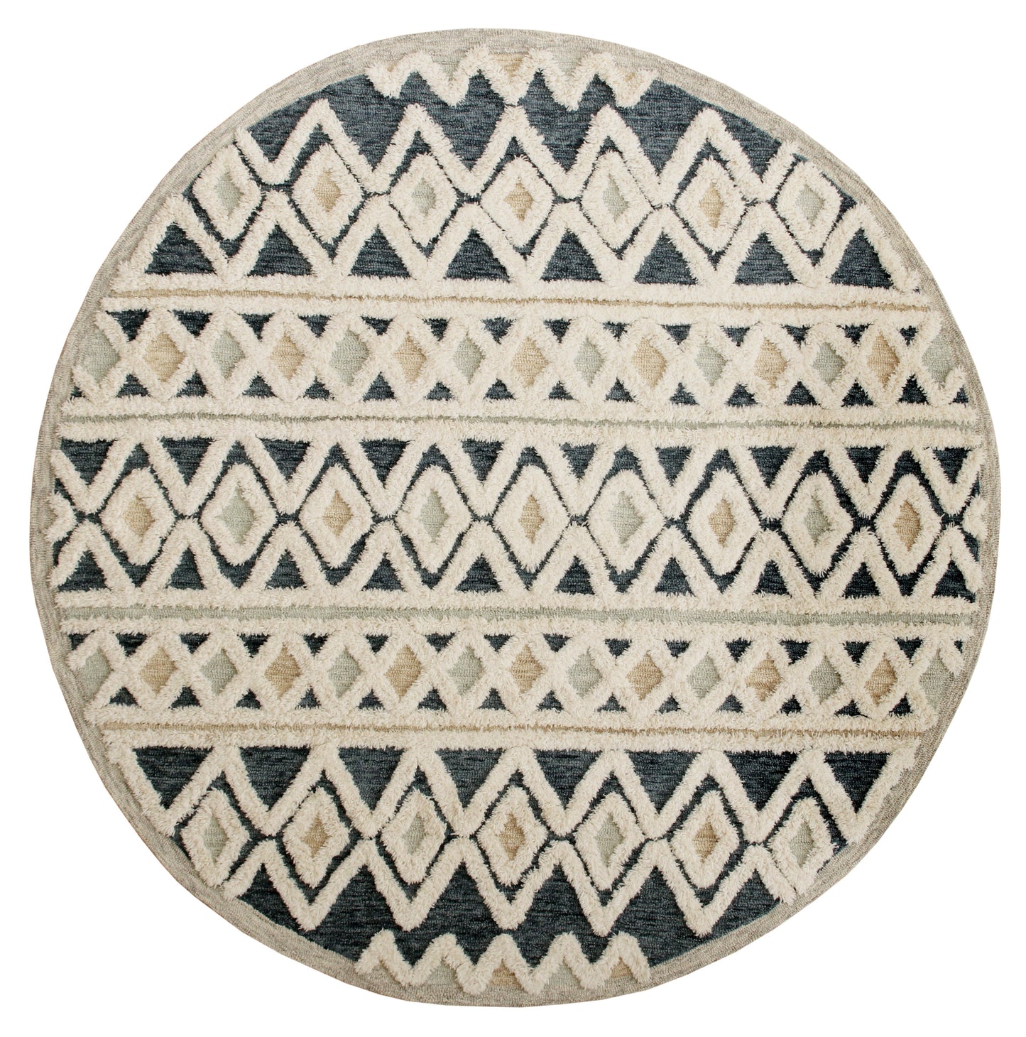 Sinuous-54111 Casual Hand-Tufted Blue/Navy/Cream Cotton Indoor Area Rug - LR Home