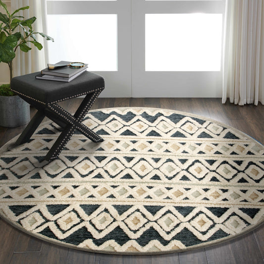 Sinuous-54111 Casual Hand-Tufted Blue/Navy/Cream Cotton Indoor Area Rug - LR Home