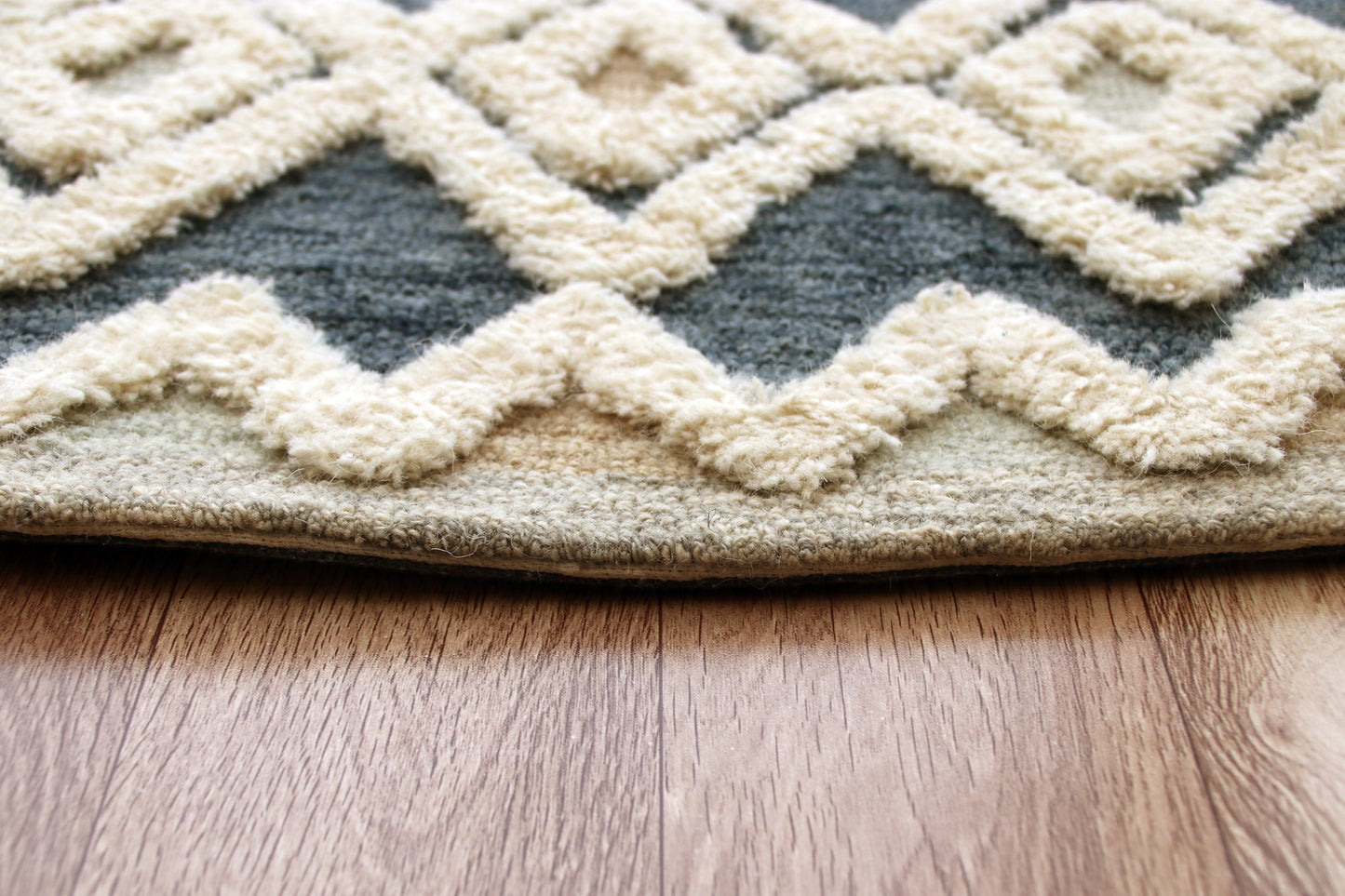 Sinuous-54111 Casual Hand-Tufted Blue/Navy/Cream Cotton Indoor Area Rug - LR Home