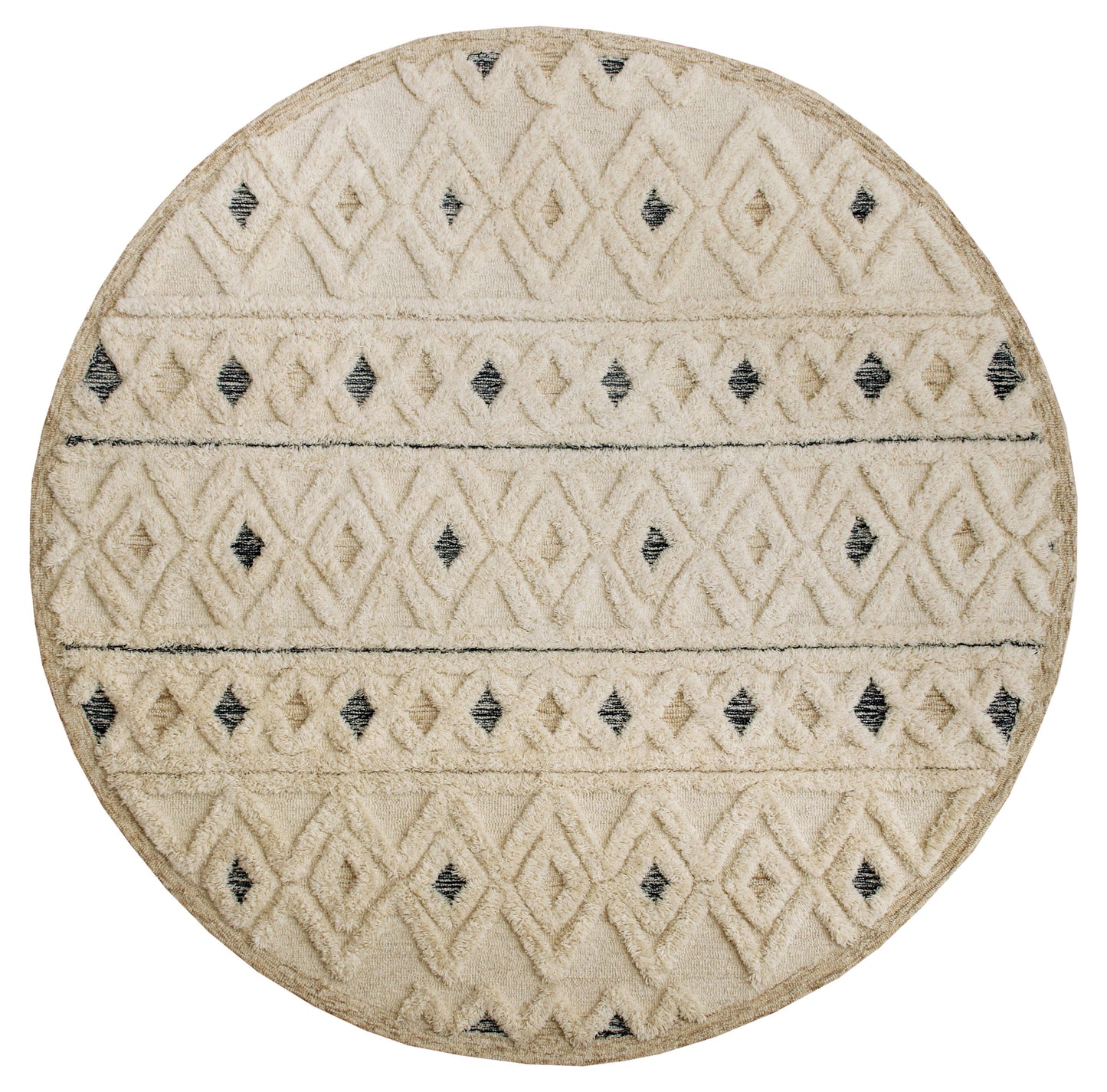 Sinuous-54112 Casual Hand-Tufted Cream/Navy Cotton Indoor Area Rug - LR Home