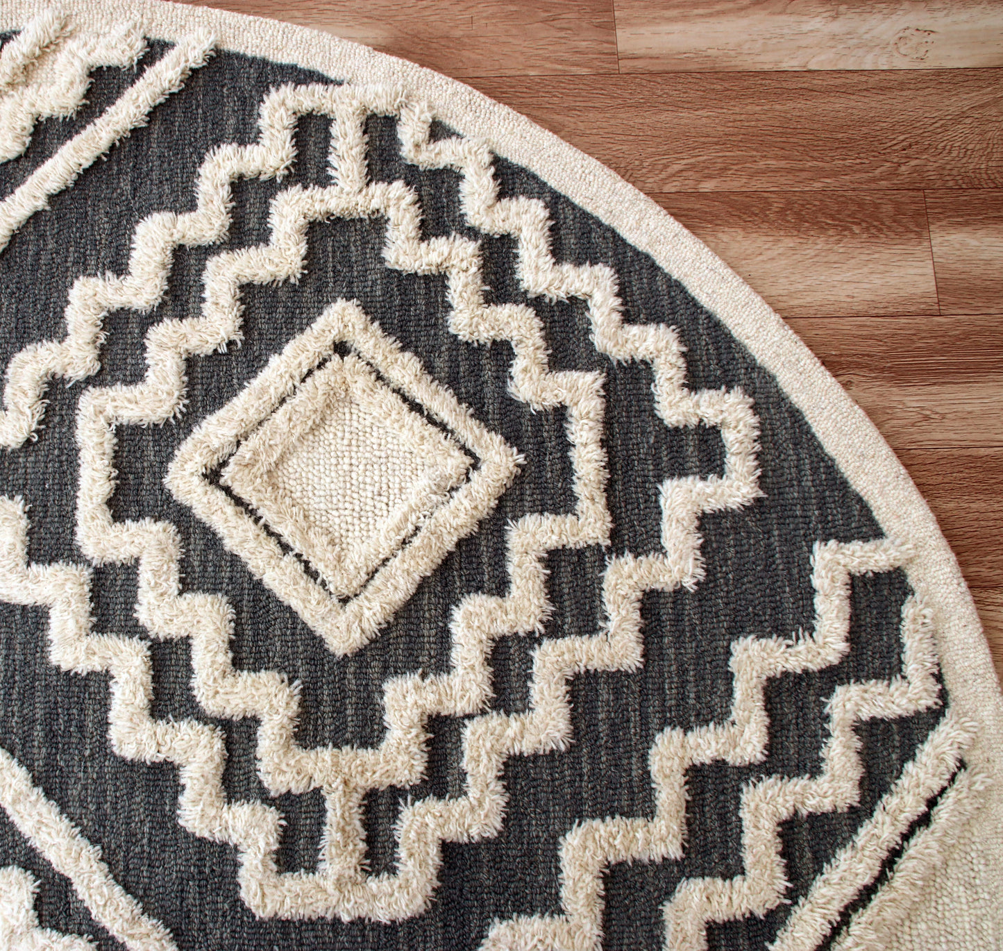 SINUO-54113 Scandinavian Hand-Tufted Gray/Cream Wool Indoor Area Rugs - LR Home