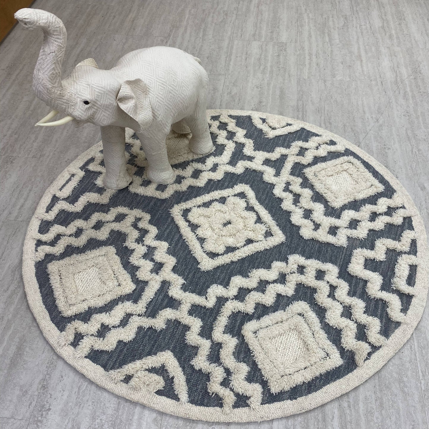 SINUO-54113 Scandinavian Hand-Tufted Gray/Cream Wool Indoor Area Rugs - LR Home