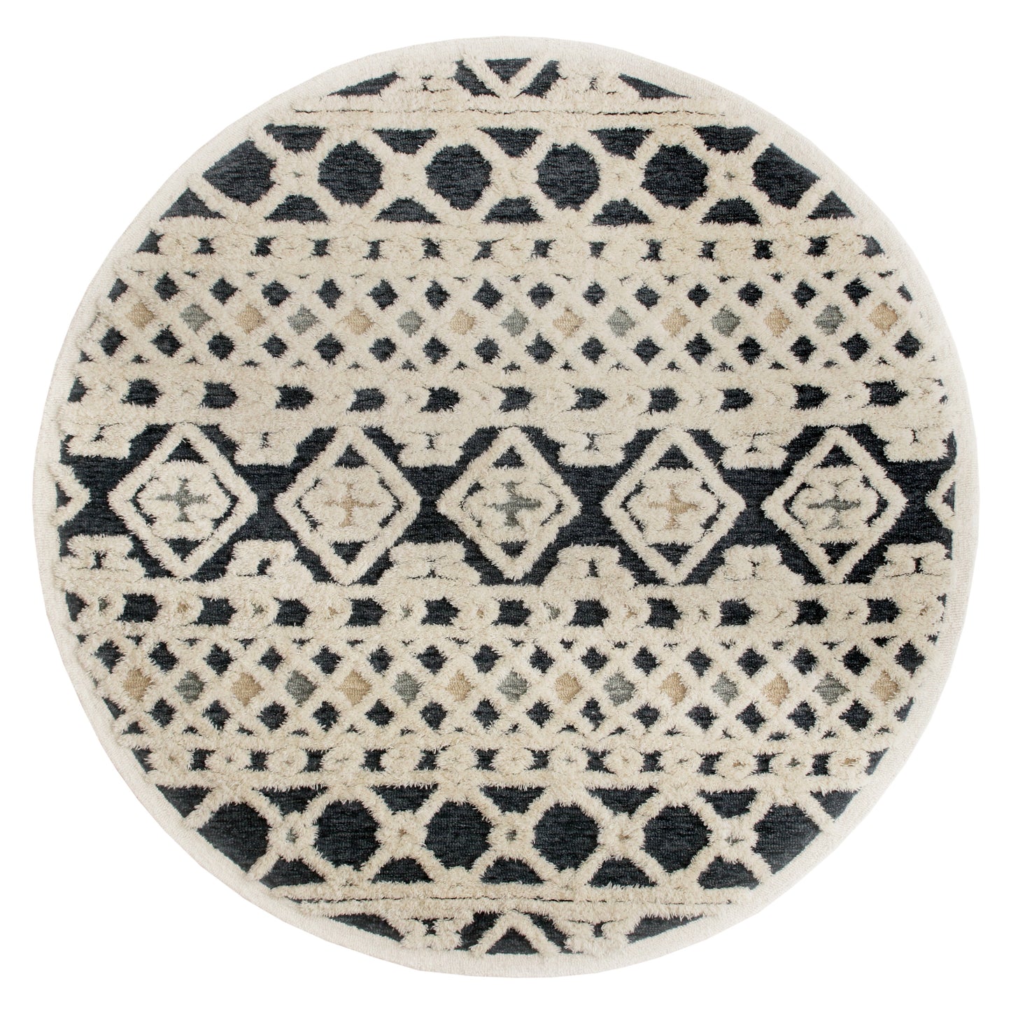 Sinuous-54114 Casual Hand-Tufted Navy/Blue/Cream/Tan Cotton Indoor Area Rug - LR Home