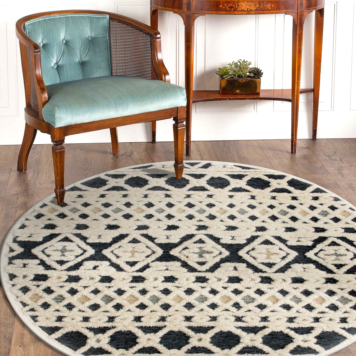 Sinuous-54114 Casual Hand-Tufted Navy/Blue/Cream/Tan Cotton Indoor Area Rug - LR Home