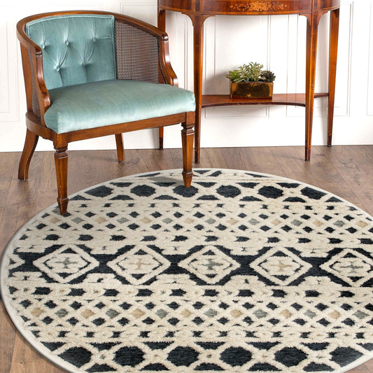 Sinuous-54114 Casual Hand-Tufted Navy/Blue/Cream/Tan Cotton Indoor Area Rug - LR Home