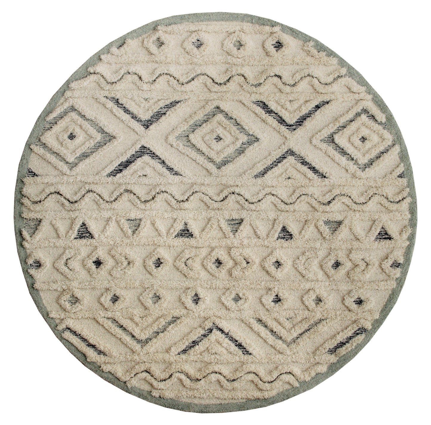 Sinuous-54115 Casual Hand-Tufted Cream/Light Blue/Gray Cotton Indoor Area Rug - LR Home