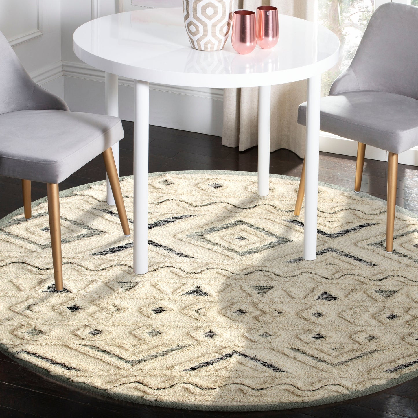 Sinuous-54115 Casual Hand-Tufted Cream/Light Blue/Gray Cotton Indoor Area Rug - LR Home