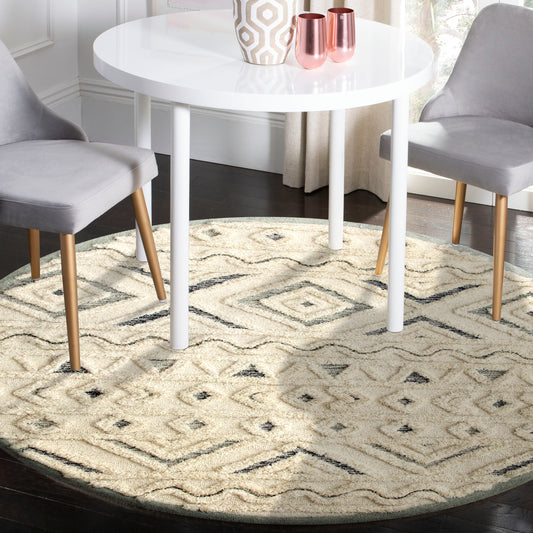 Sinuous-54115 Casual Hand-Tufted Cream/Light Blue/Gray Cotton Indoor Area Rug - LR Home