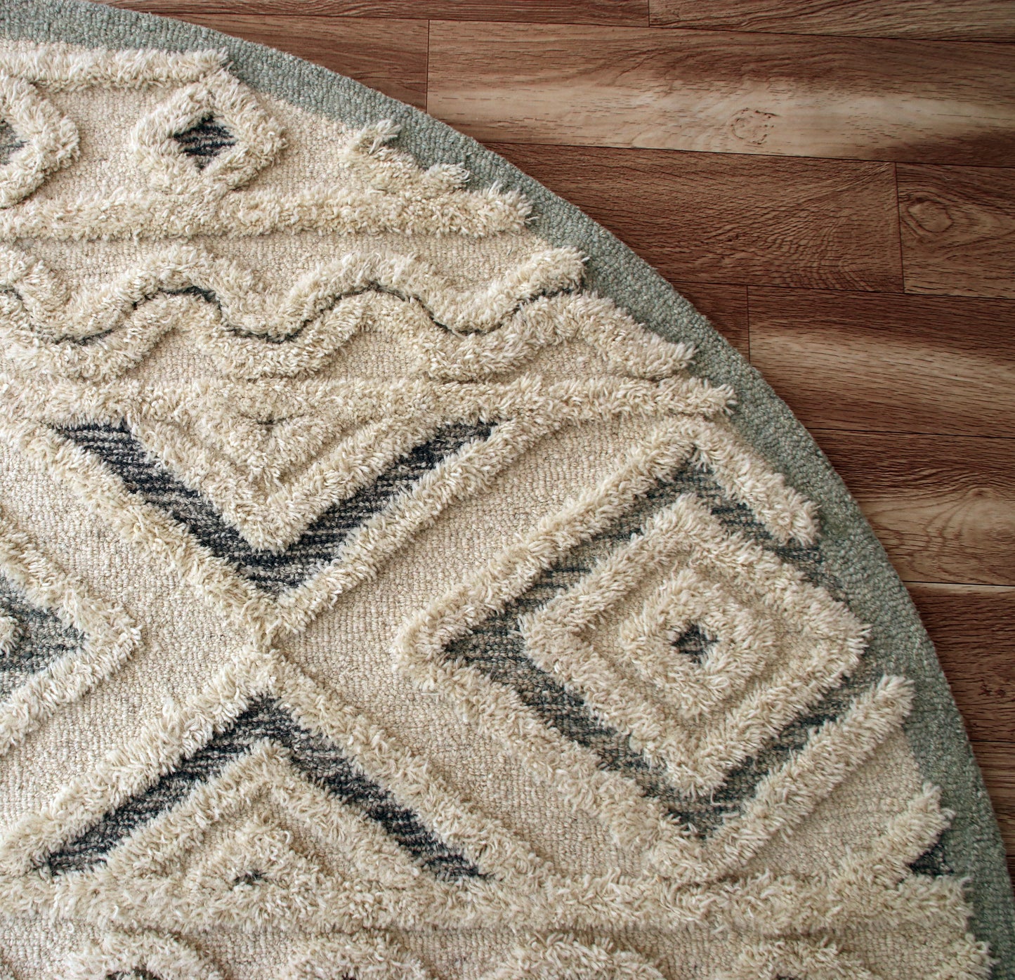 Sinuous-54115 Casual Hand-Tufted Cream/Light Blue/Gray Cotton Indoor Area Rug - LR Home