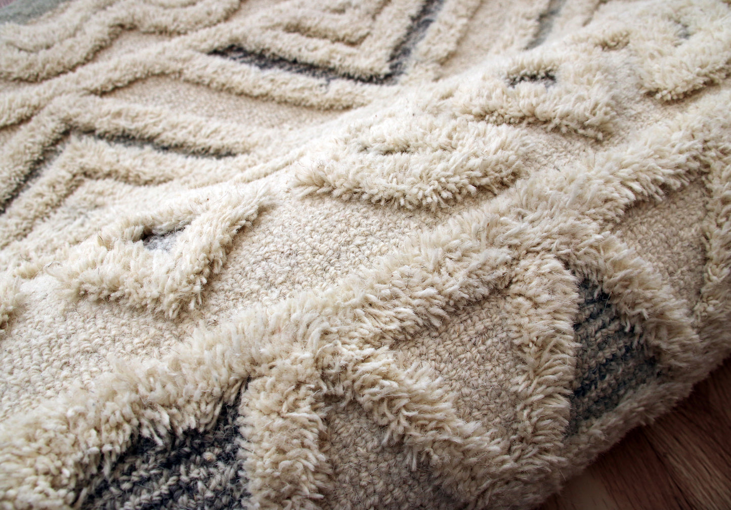 SINUO-54115 Modern/Contemporary Hand-Tufted Cream/Light Blue/Gray Wool Indoor Area Rugs - LR Home