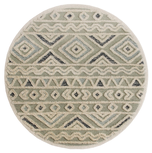 Evette Rios Sinuous Contemporary Tufted Geometric Motif Wool Blend Area Rug, Gray - Silo view