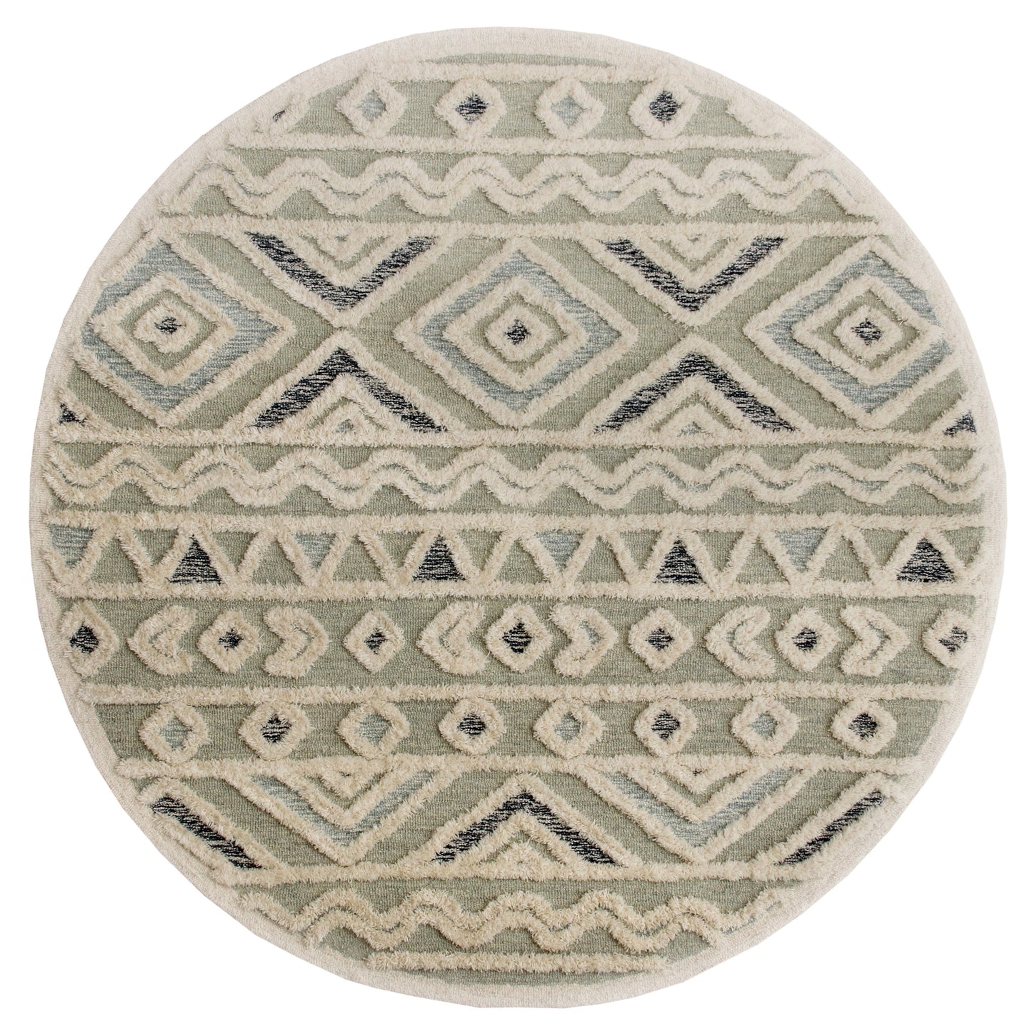 Sinuous-54116 Casual Hand-Tufted Gray/Cream/Light Blue/Navy Cotton Indoor Area Rug - LR Home