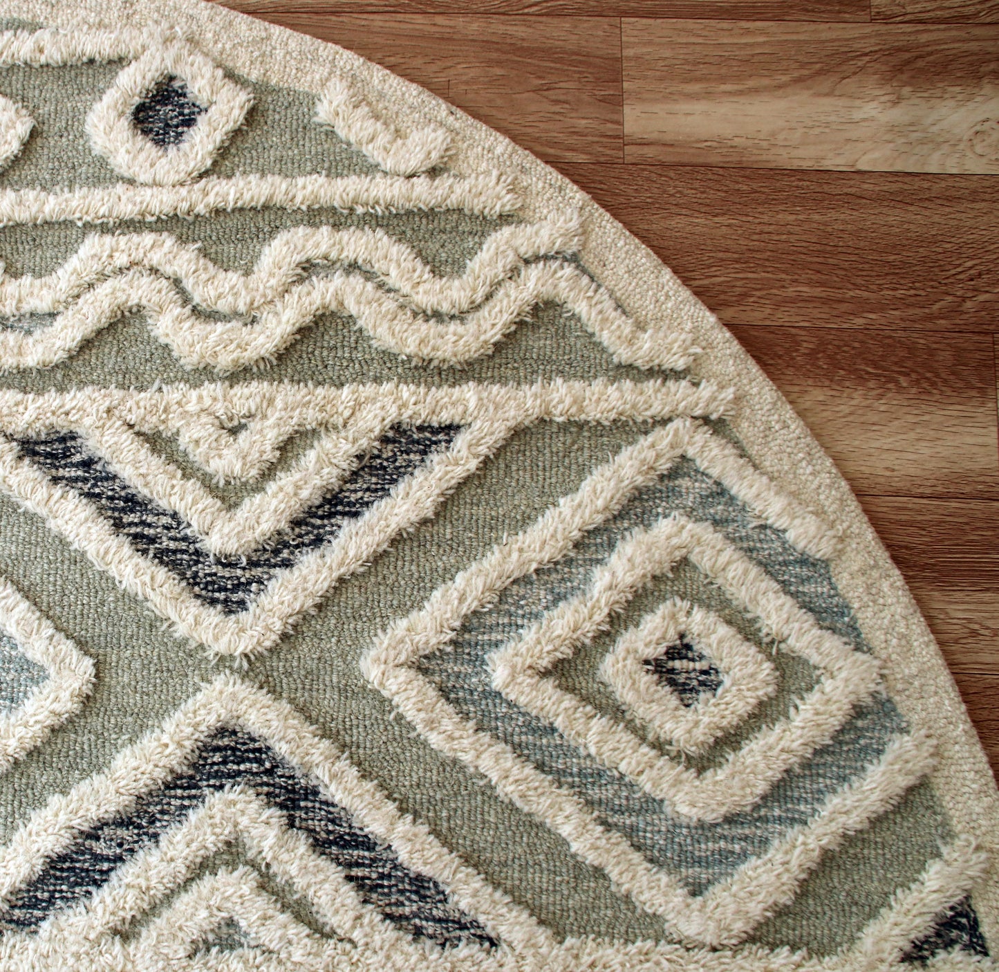 Sinuous-54116 Casual Hand-Tufted Gray/Cream/Light Blue/Navy Cotton Indoor Area Rug - LR Home