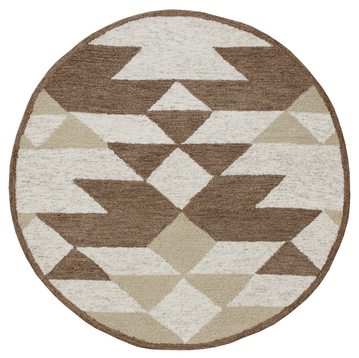 Rustic Southwestern Geometric Round Rug - Silo view
