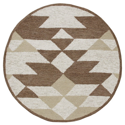 Rustic Southwestern Geometric Round Rug - Silo view