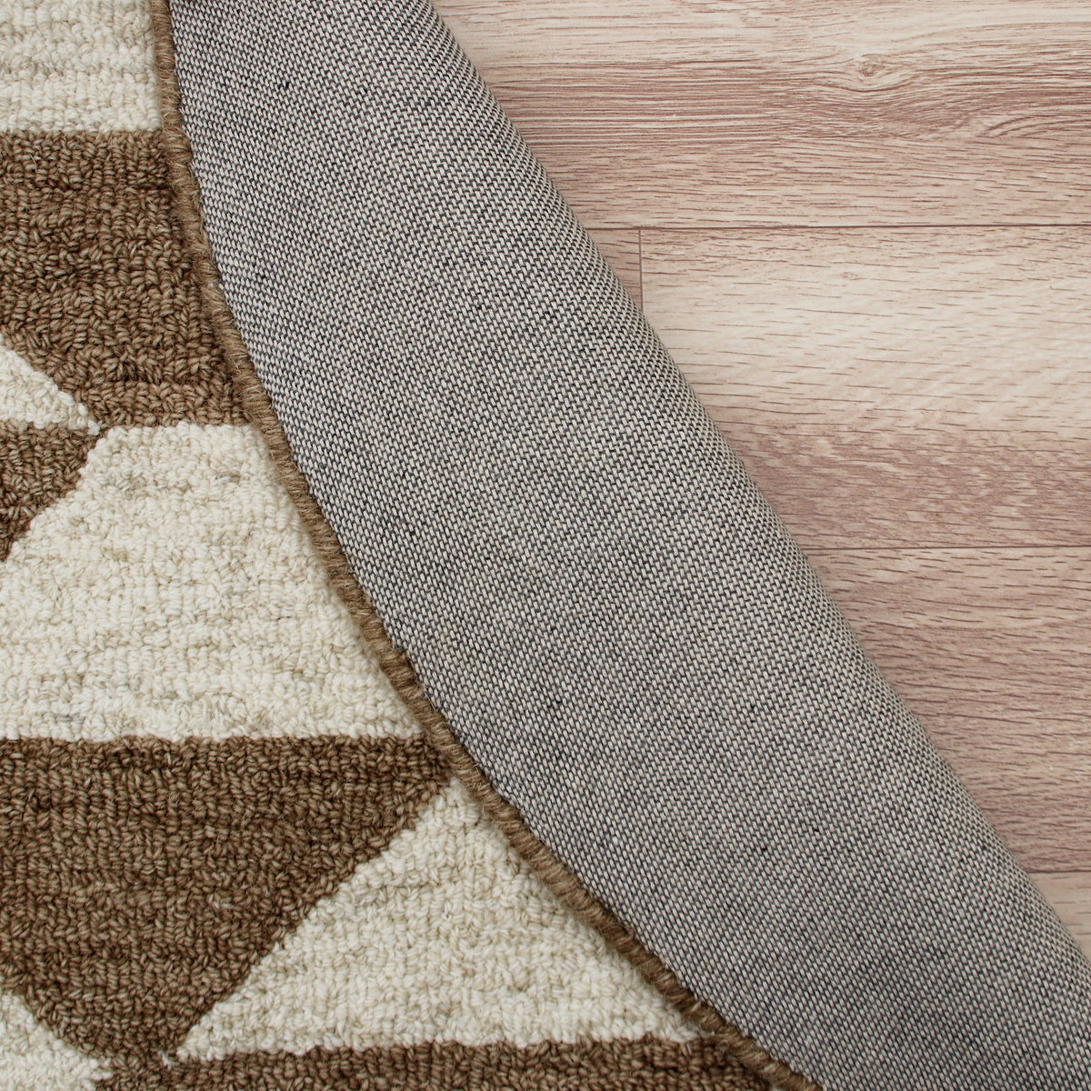 Rustic Southwestern Geometric Round Rug - side angle view