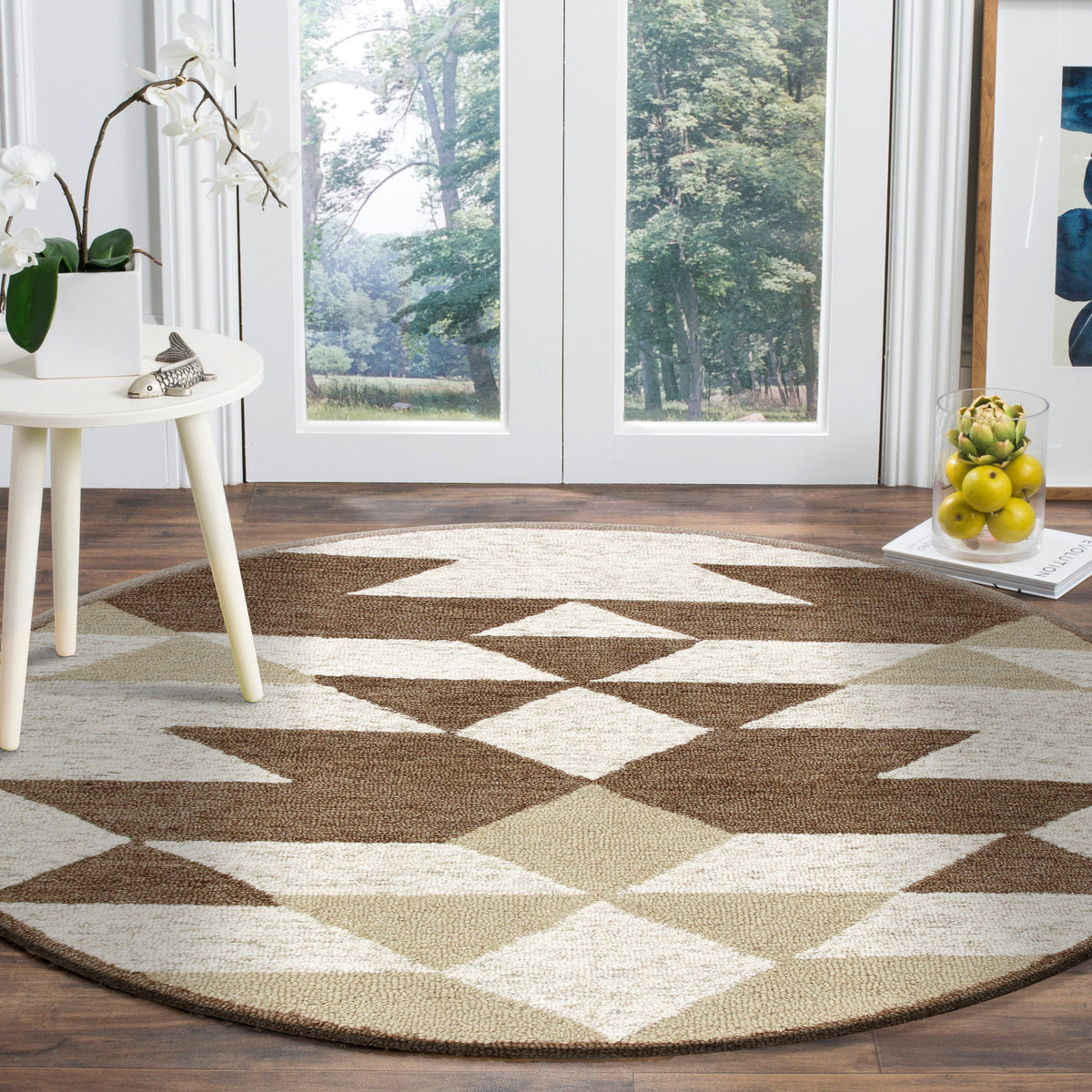 Rustic Southwestern Geometric Round Rug - color swatch
