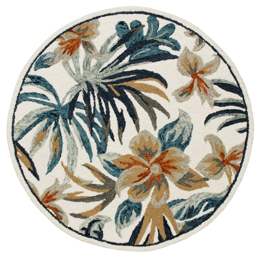 Tropical Paradise Floral Round Rug - Silo view