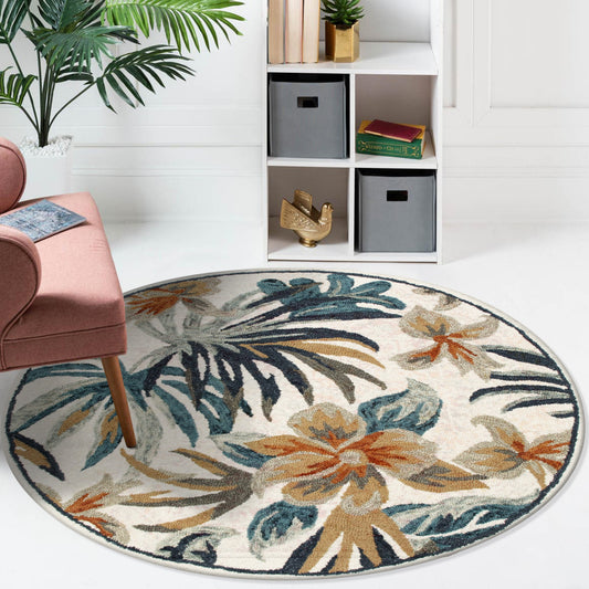 Sinuous-54118 Casual Hand-Tufted Multi/White/Blue/Tan Cotton Indoor Area Rug - LR Home