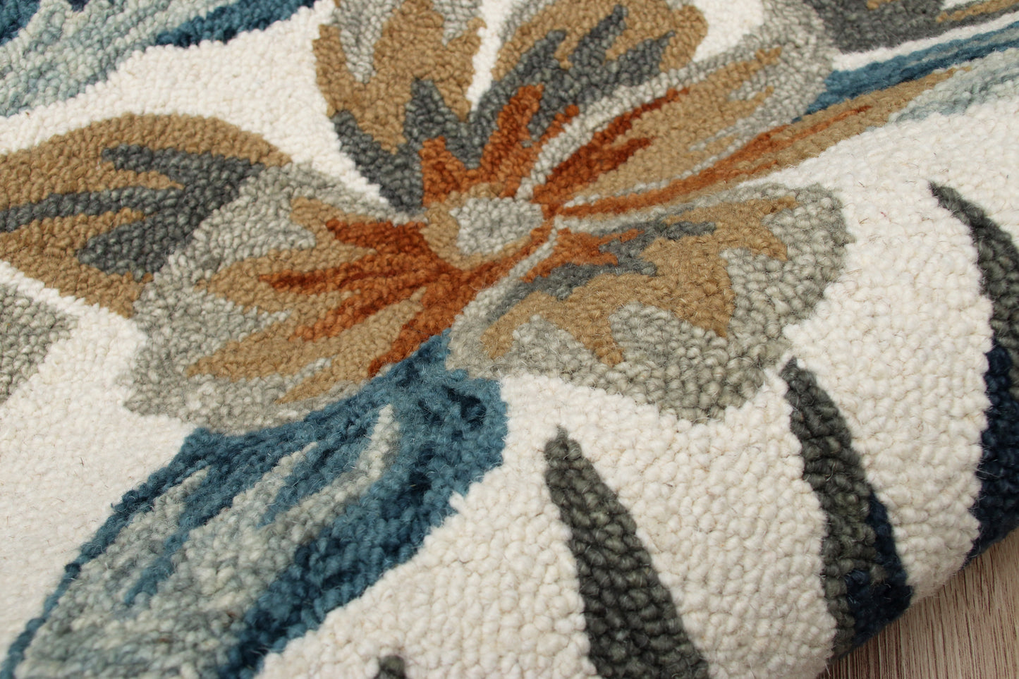 Sinuous-54118 Casual Hand-Tufted Multi/White/Blue/Tan Cotton Indoor Area Rug - LR Home