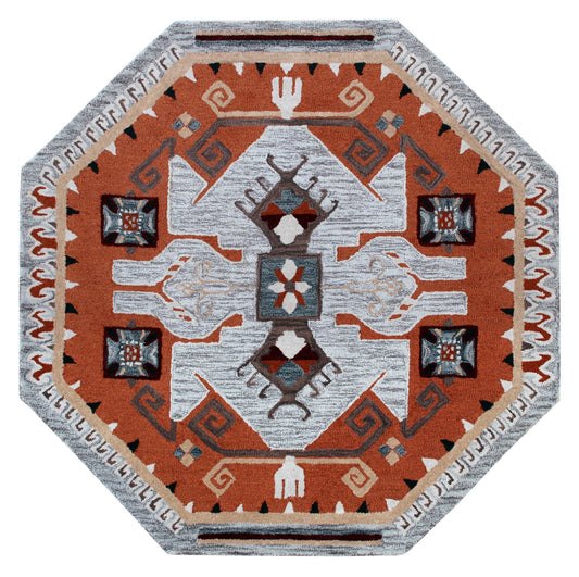 Terracotta Textile Southwestern Shape Rug - Silo view