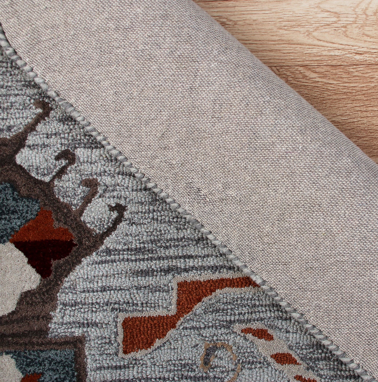 SINUO-54119 Rustic Hand-Tufted Terracotta/Gray/Blue Wool Indoor Area Rugs - LR Home