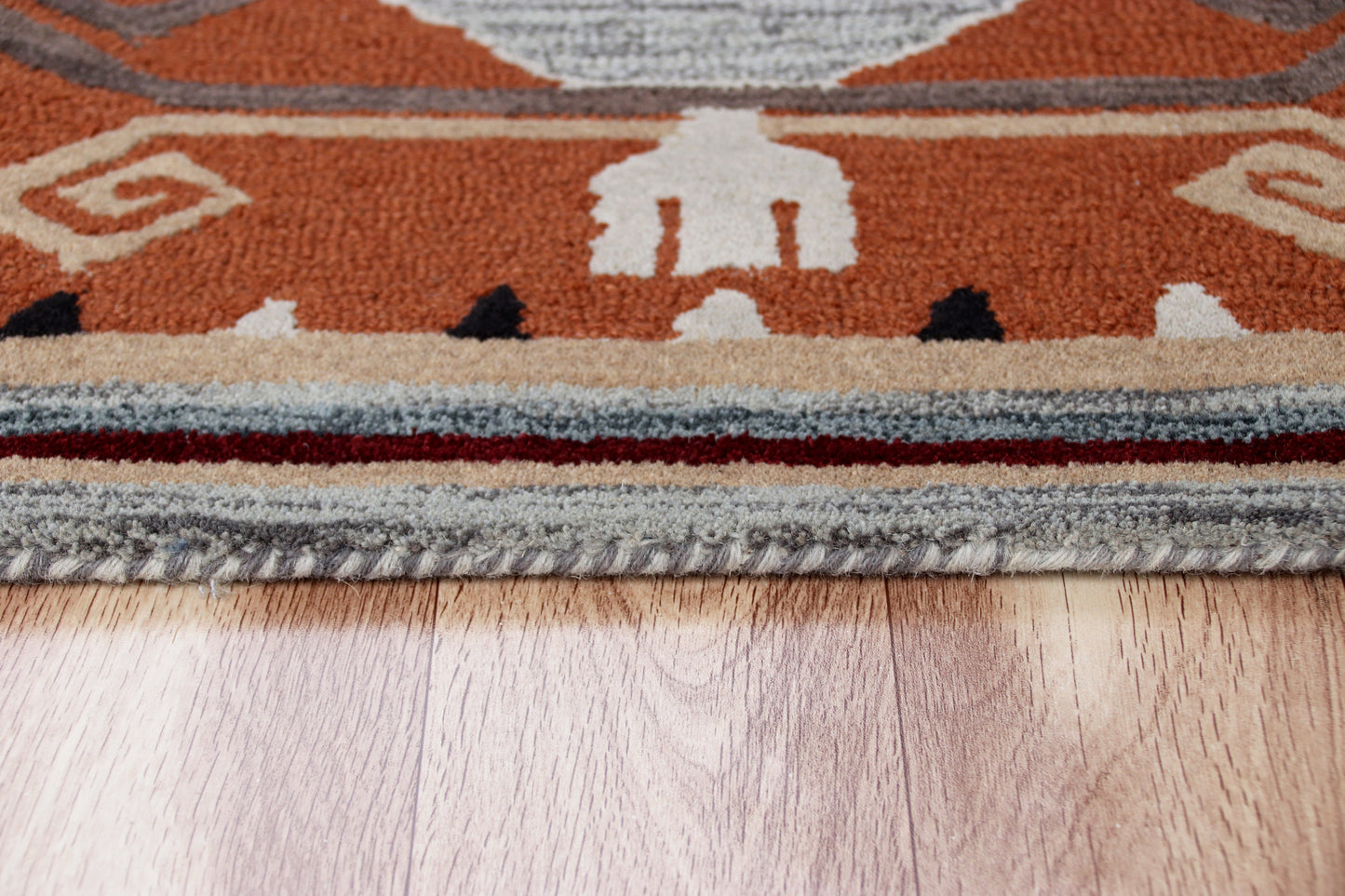 Sinuous-54119 Casual Hand-Tufted Terracotta/Gray/Blue Cotton Indoor Area Rug - LR Home