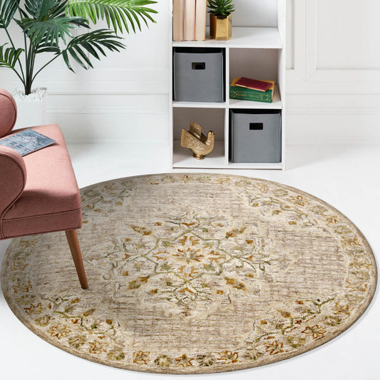 Sinuous-54120 Casual Hand-Tufted Beige/Cream Cotton Indoor Area Rug - LR Home