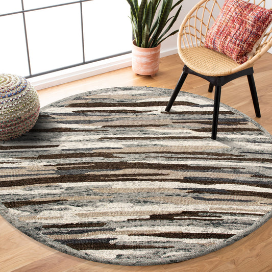 Sinuous-54121 Casual Hand-Tufted Gray/Brown/Tan Cotton Indoor Area Rug - LR Home