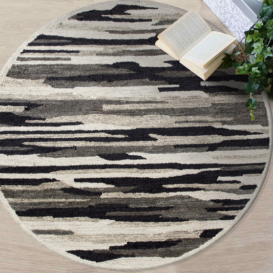 Sinuous-54122 Casual Hand-Tufted Black/Gray Cotton Indoor Area Rug - LR Home