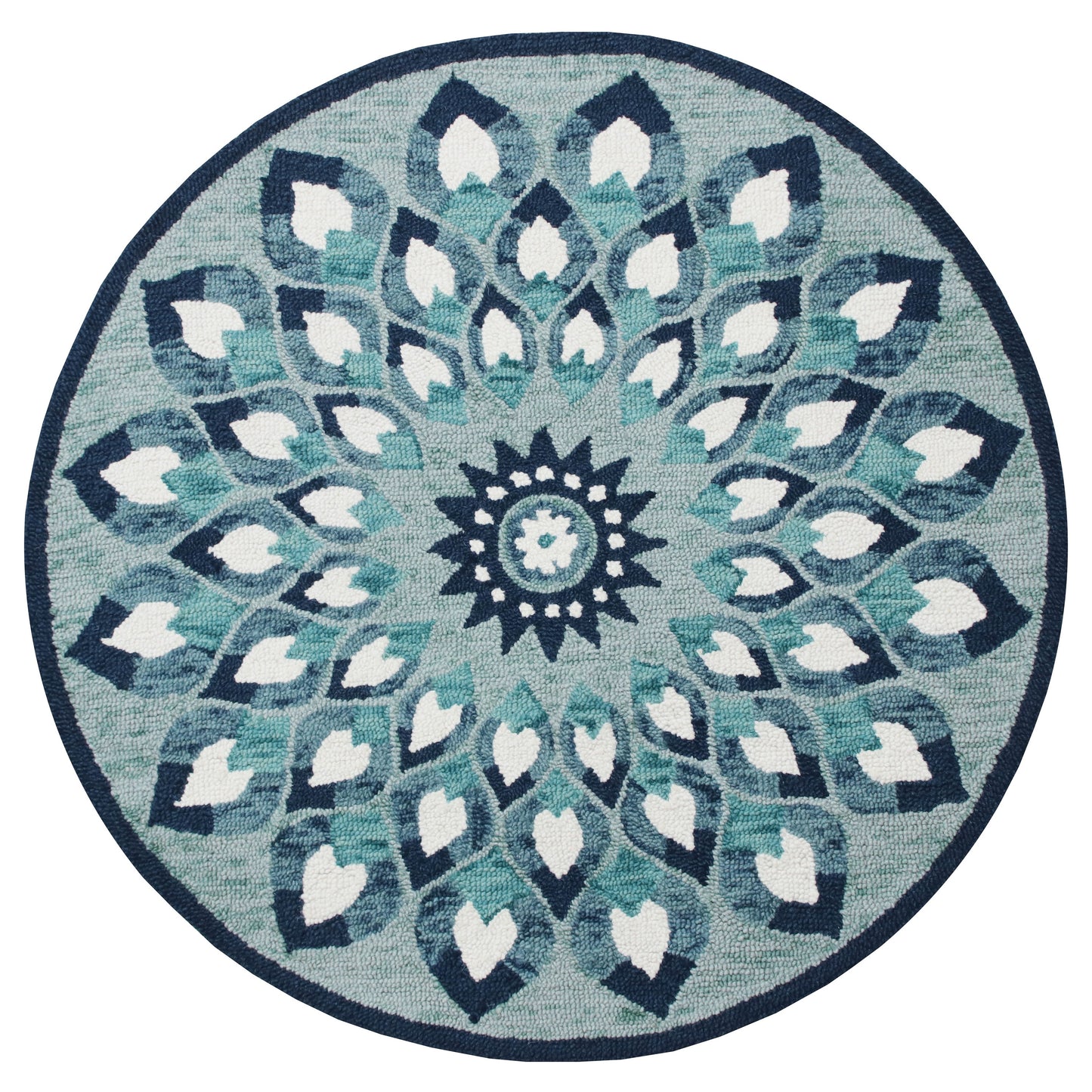 Sinuous-54151 Casual Hand-Tufted Blue/Navy/Teal/White Cotton Indoor Area Rug - LR Home