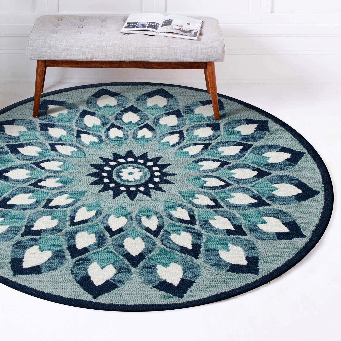 Sinuous-54151 Casual Hand-Tufted Blue/Navy/Teal/White Cotton Indoor Area Rug - LR Home